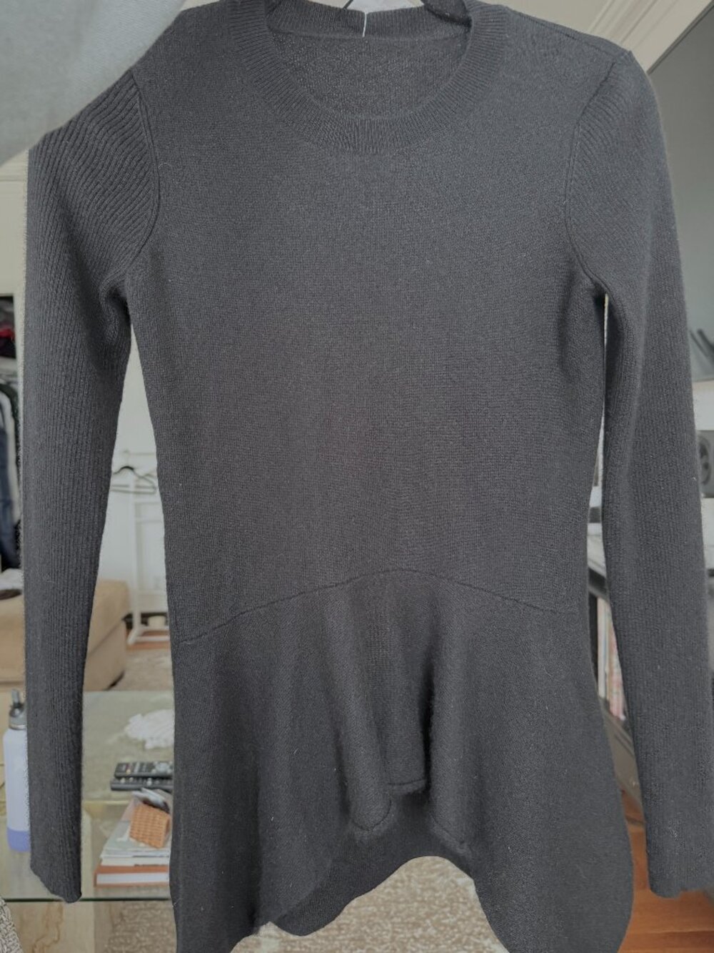 Derek Lam Black Cashmere and Silk Asymmetrical Sweater Small Yarn from Italy